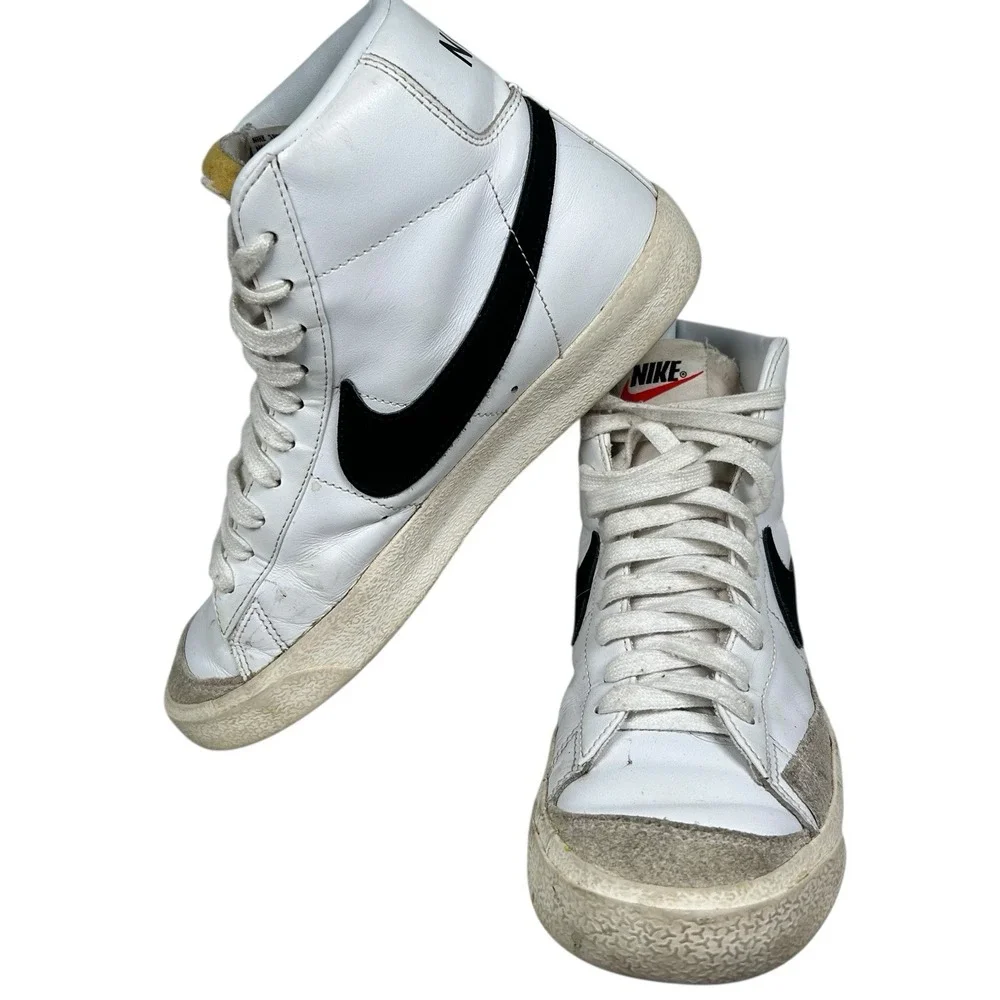 Nike Women's Blazer Mid '77‎ White Black Leather Shoes CZ1055-100 Size 8.5
